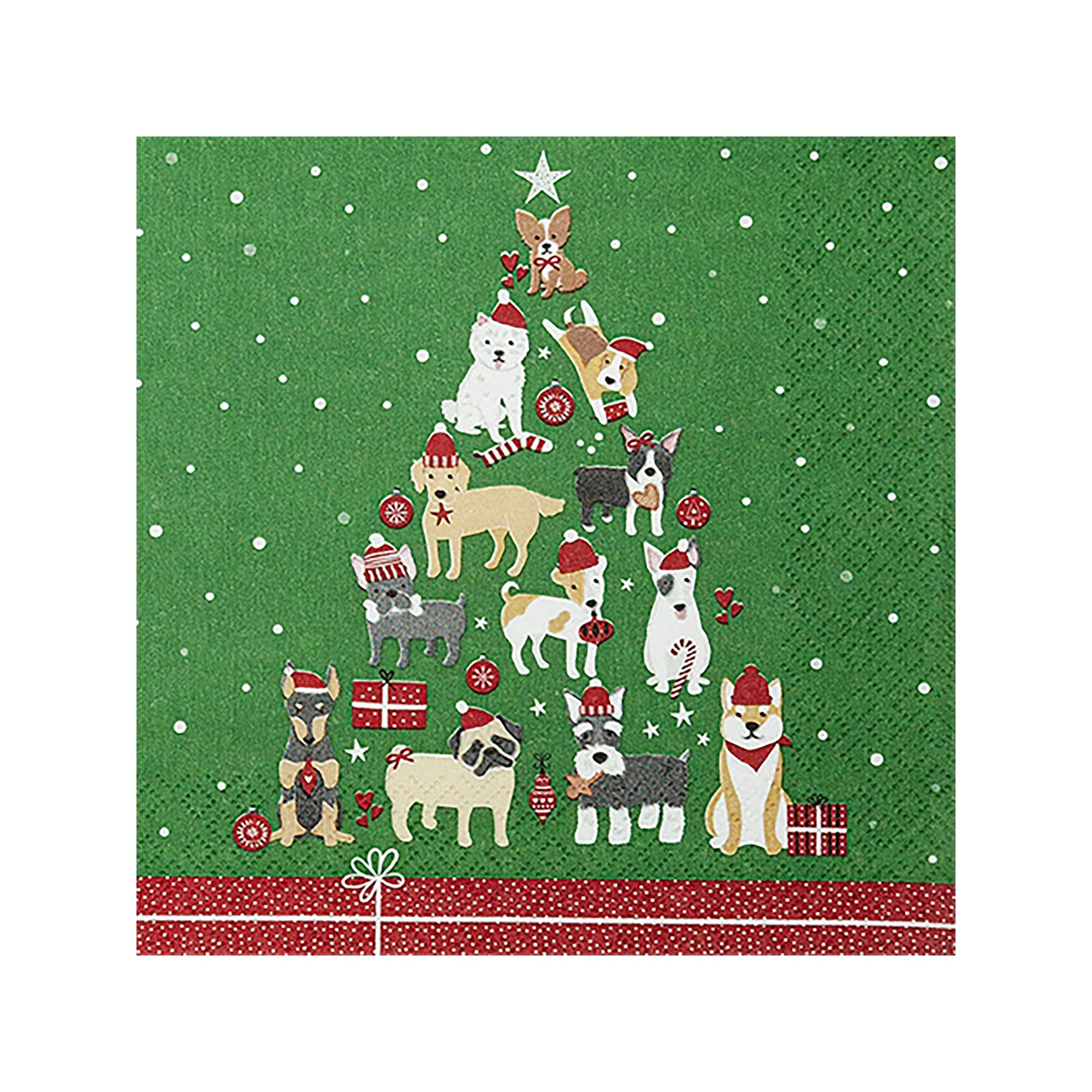 Home Fashion Serviettes en papier, 20 pièces Christmas Dogs 