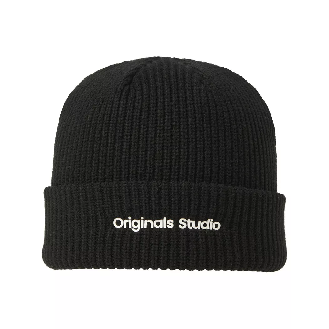 Beanie JACK & JONES "JACSOHO BEANIE SN", Herren, schwarz, Strick, Baumwollmischung, unifarben, Mützen Beanie