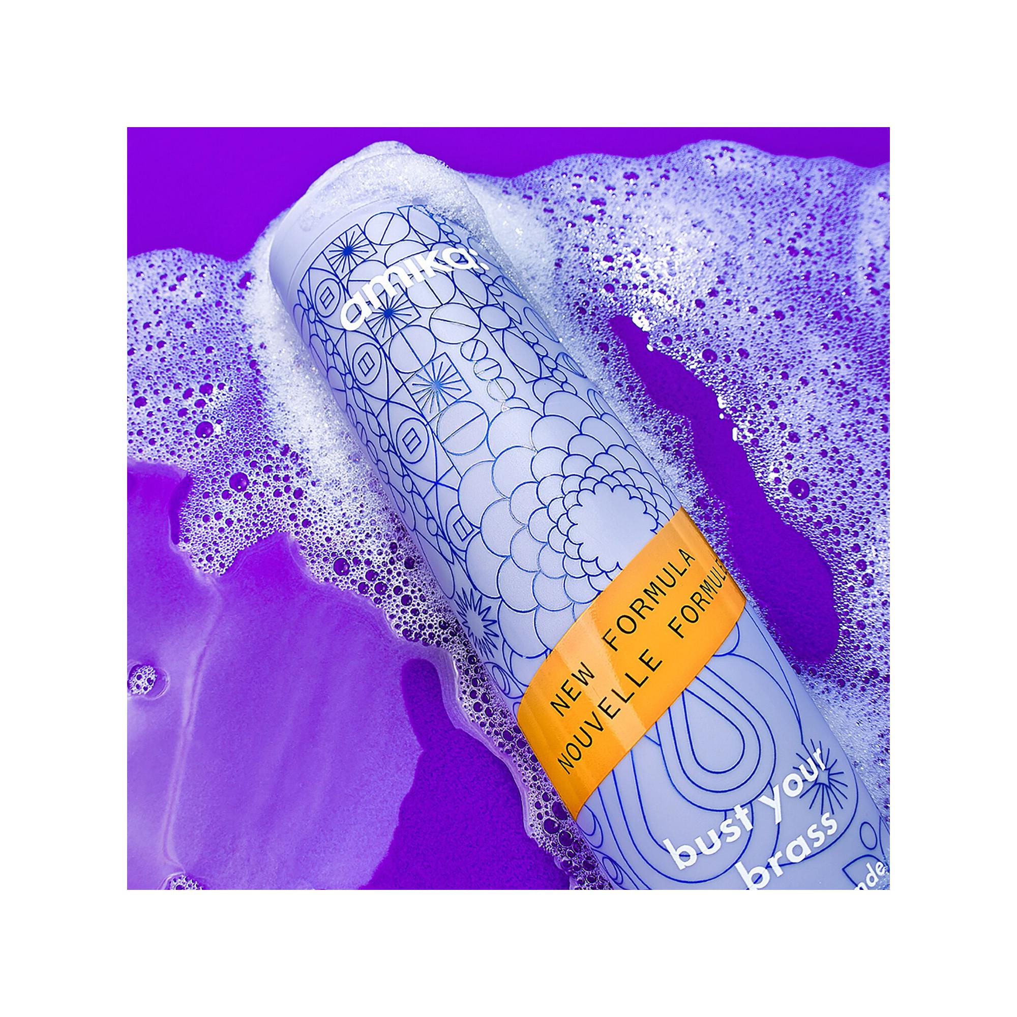 amika  Bust Your Brass - Après-Shampoing Réparateur et Déjaunisseur Blonds Polaires 