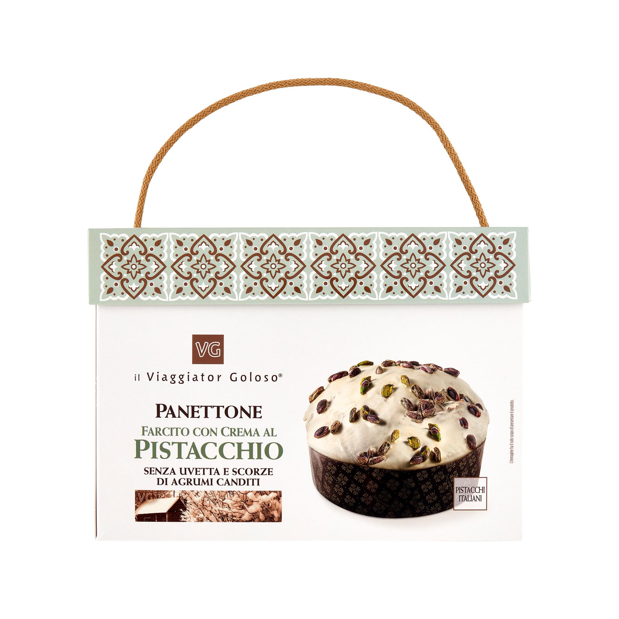 il Viaggiator Goloso XMAS Panettone Farcito con Crema al Pistacchio 