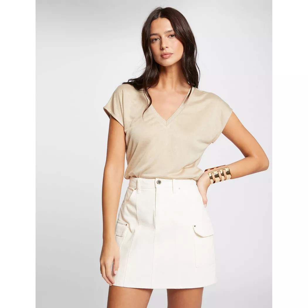 Morgan - T-Shirt, für Damen, Beige, Größe M