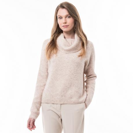 Manor Woman rib melange Pull, col roulé 