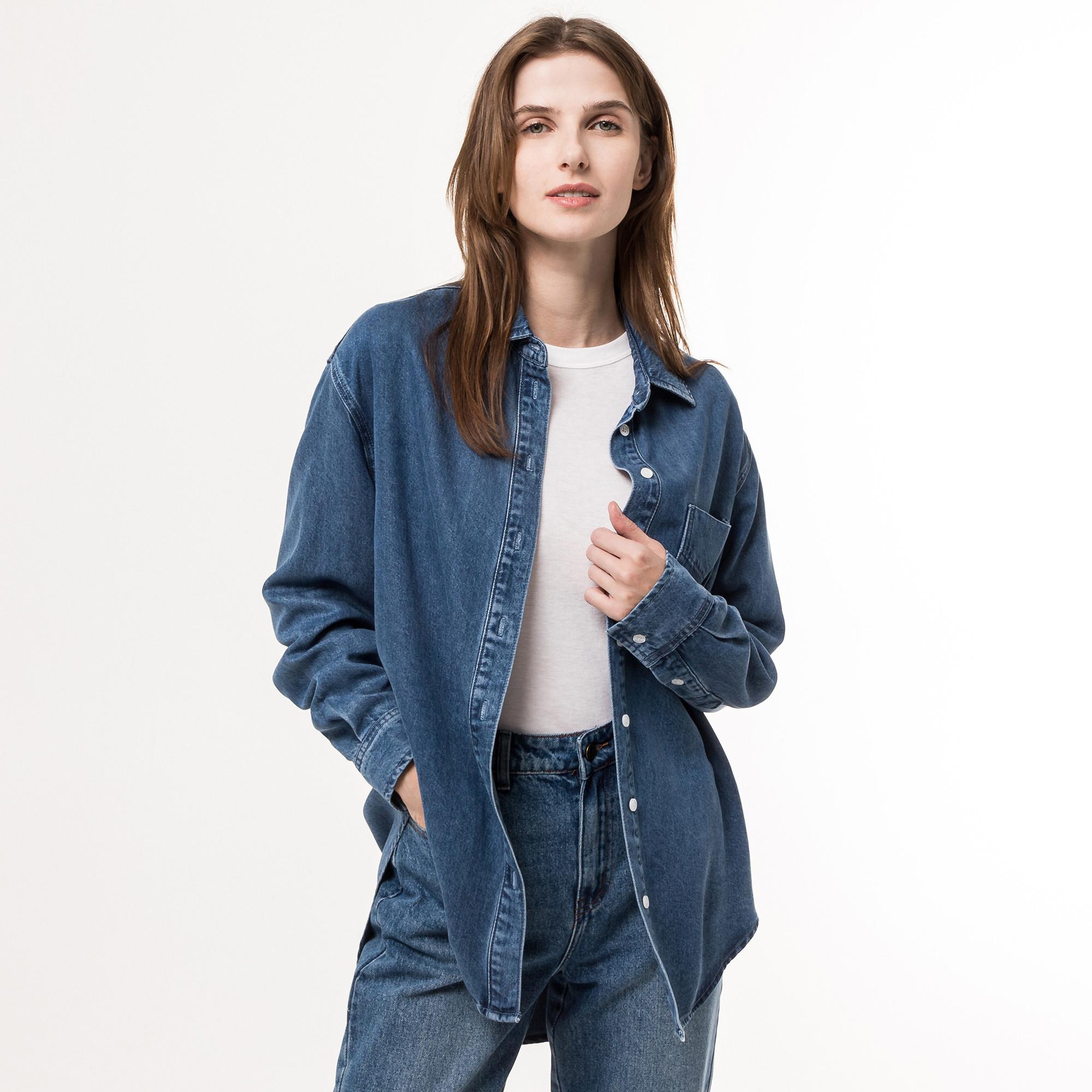 Manor Woman light denim Camicetta, maniche lunghe 