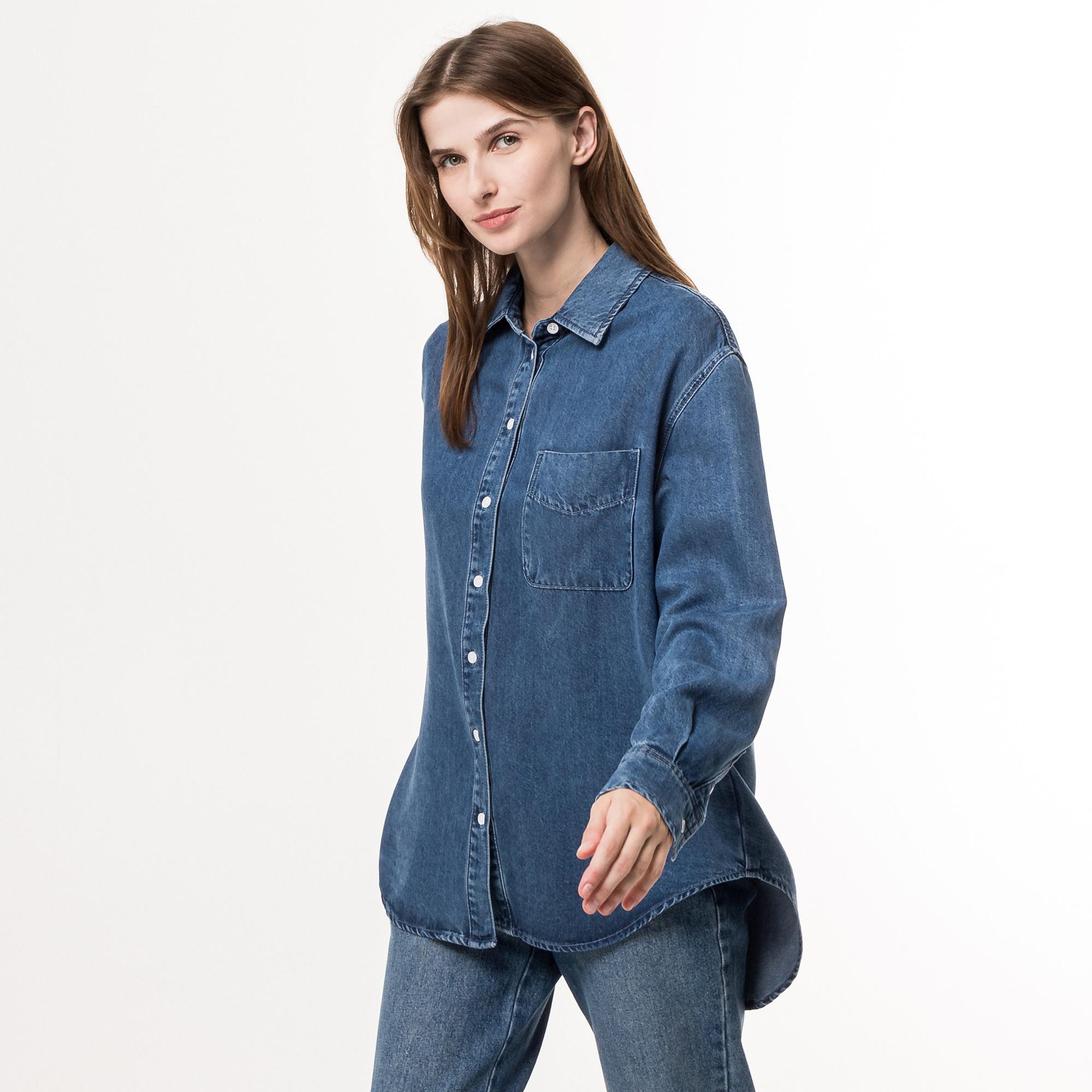 Manor Woman light denim Camicetta, maniche lunghe 