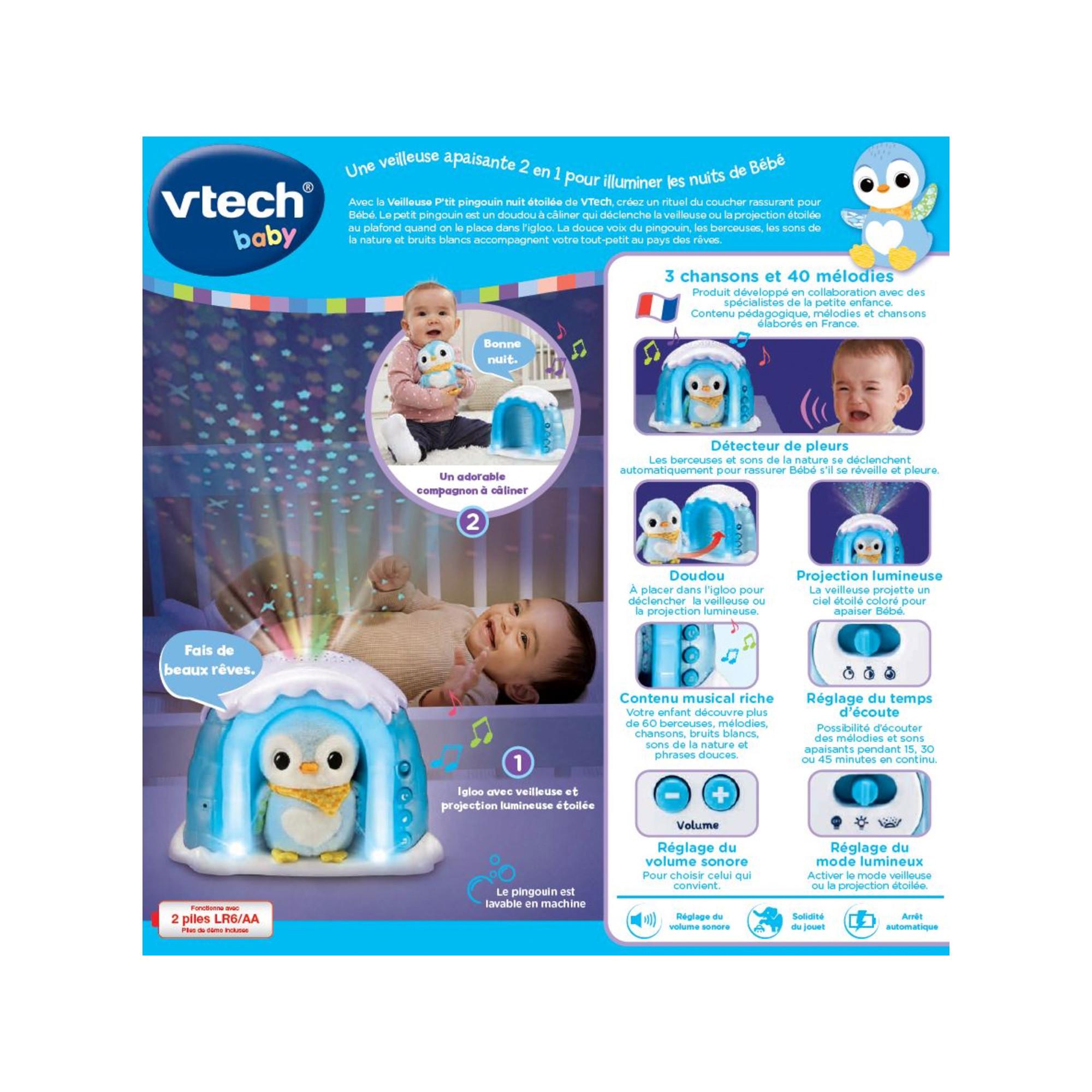 vtech  Veilleuse P'tit pingouin nuit étoilé, français 