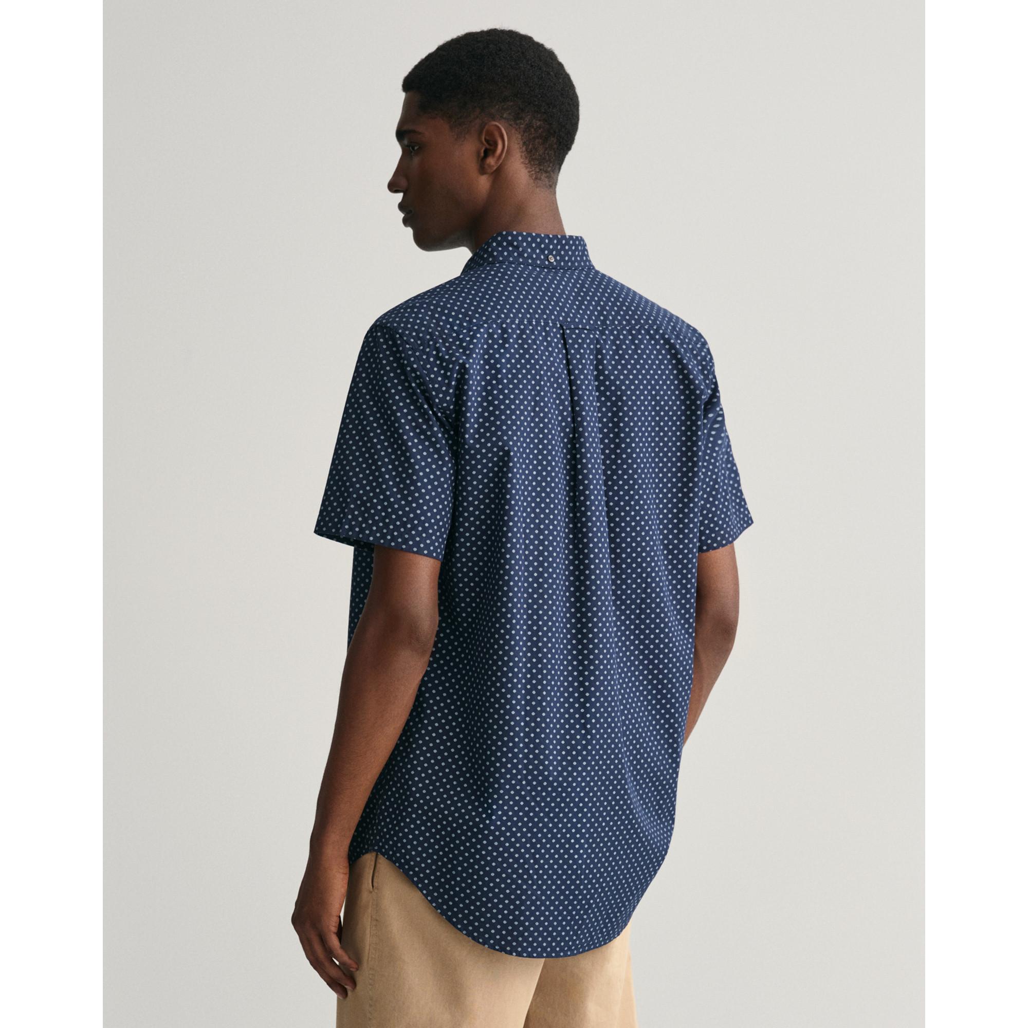 GANT Camicia Maniche Corte Regular Fit con Micro Fantasia  