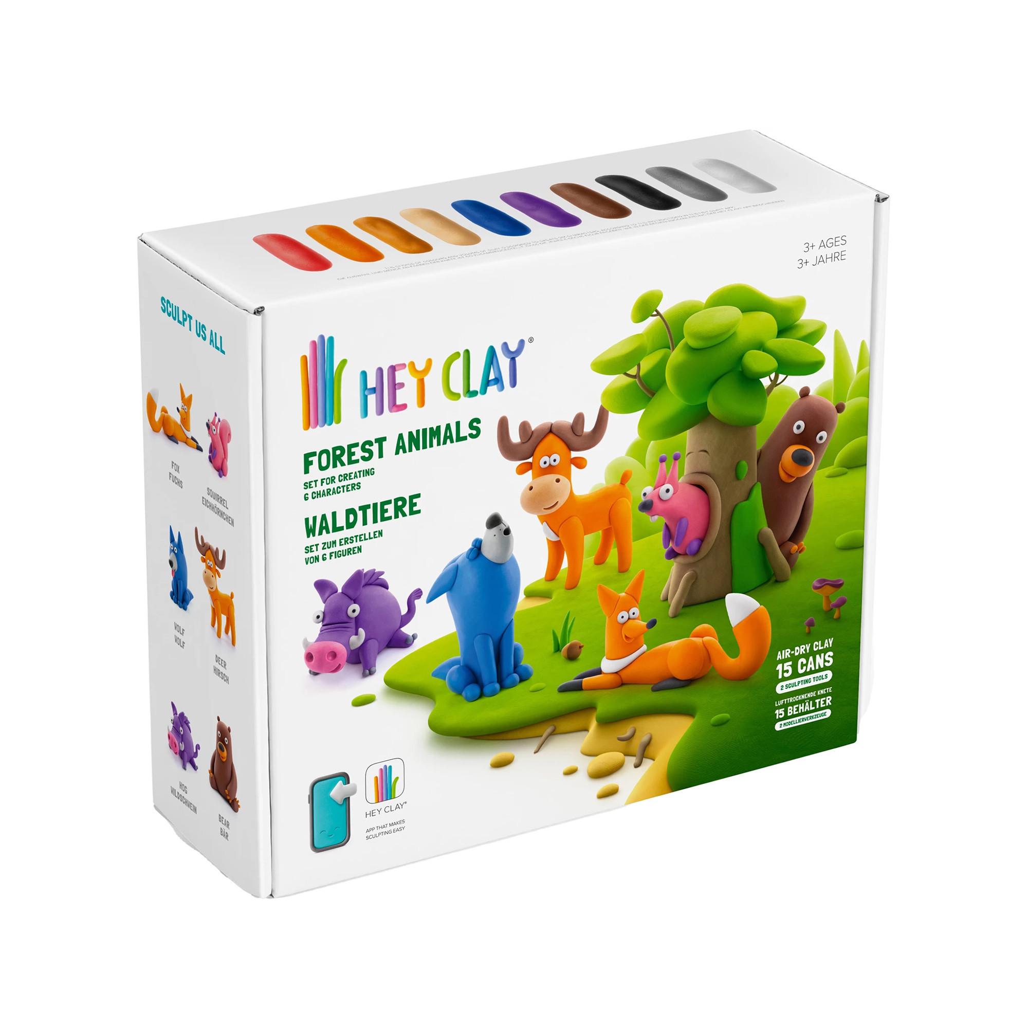 Hey Clay  Animali della foresta 15 barattoli di argilla da modellare autoasciugante 