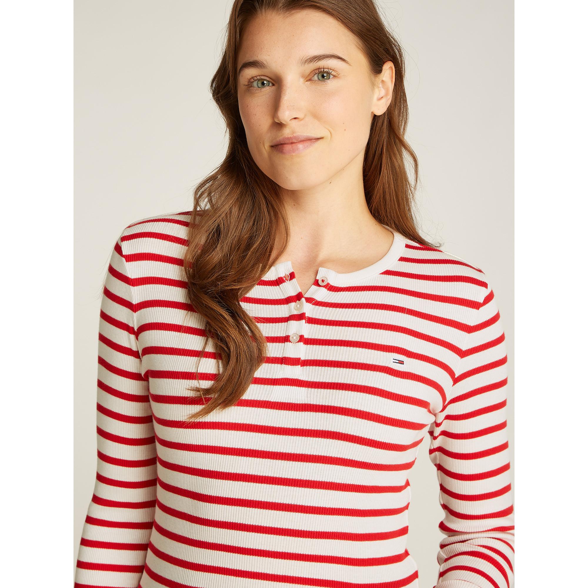 TOMMY JEANS T-shirt a costine Slim Fit maniche lunghe  