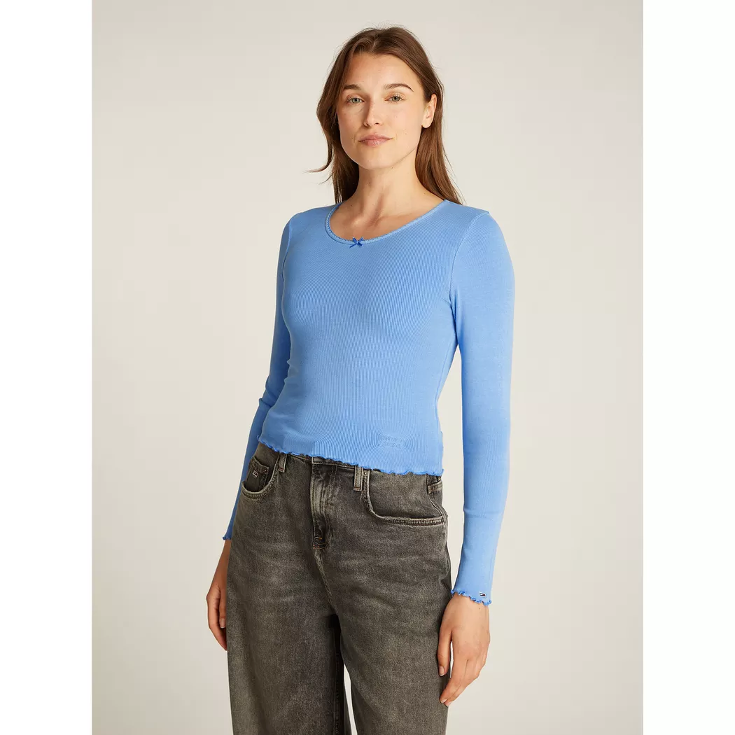 Tommy Jeans - T-Shirt, langarm, für Damen, Blau, Größe L