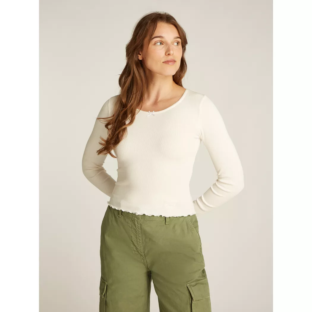 Tommy Jeans - T-Shirt, langarm, für Damen, Weiss, Größe L
