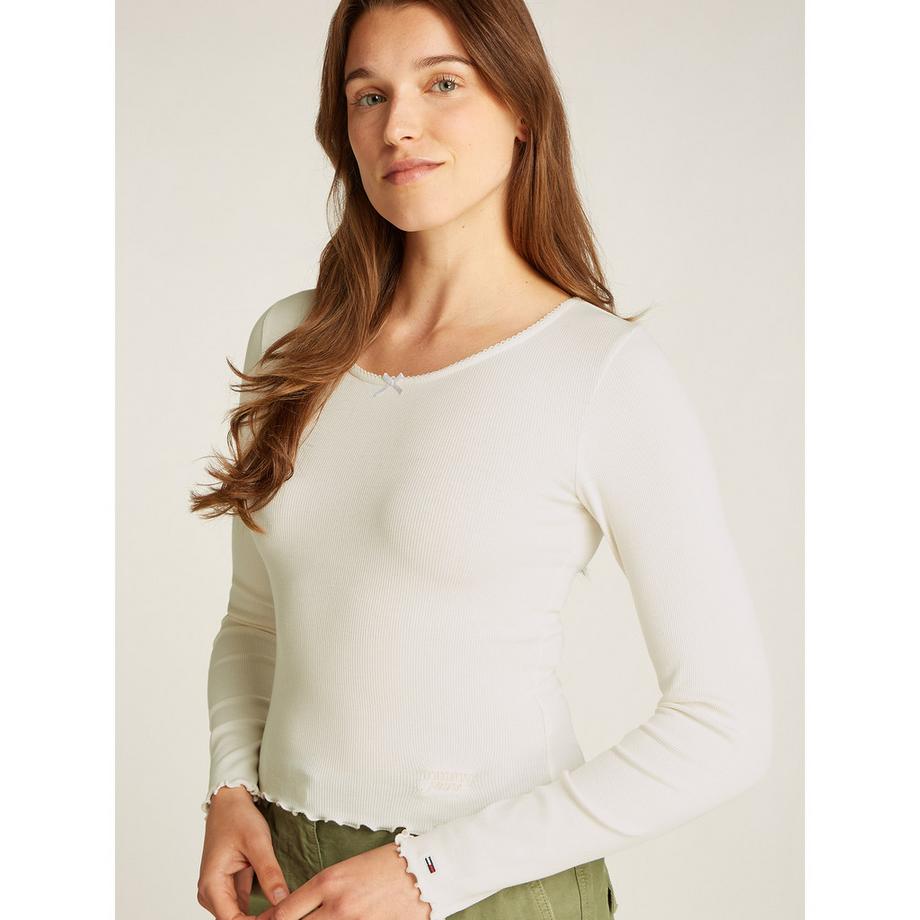 TOMMY JEANS Slim Fit Langarm Rippen T-Shirt  