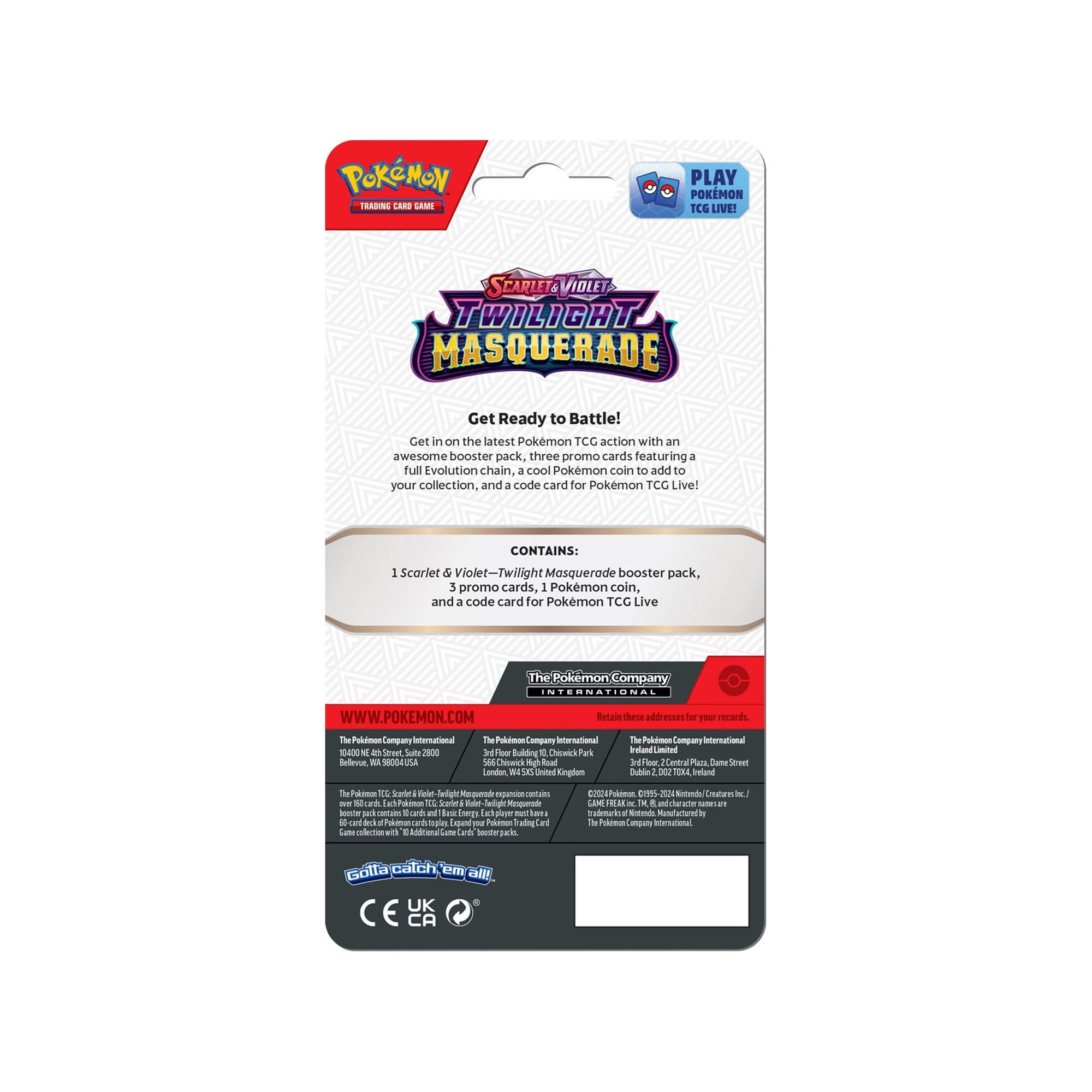 Pokémon  Scarlet & Violet – Twilight Masquerade Checklane Blister, modelli assortiti 