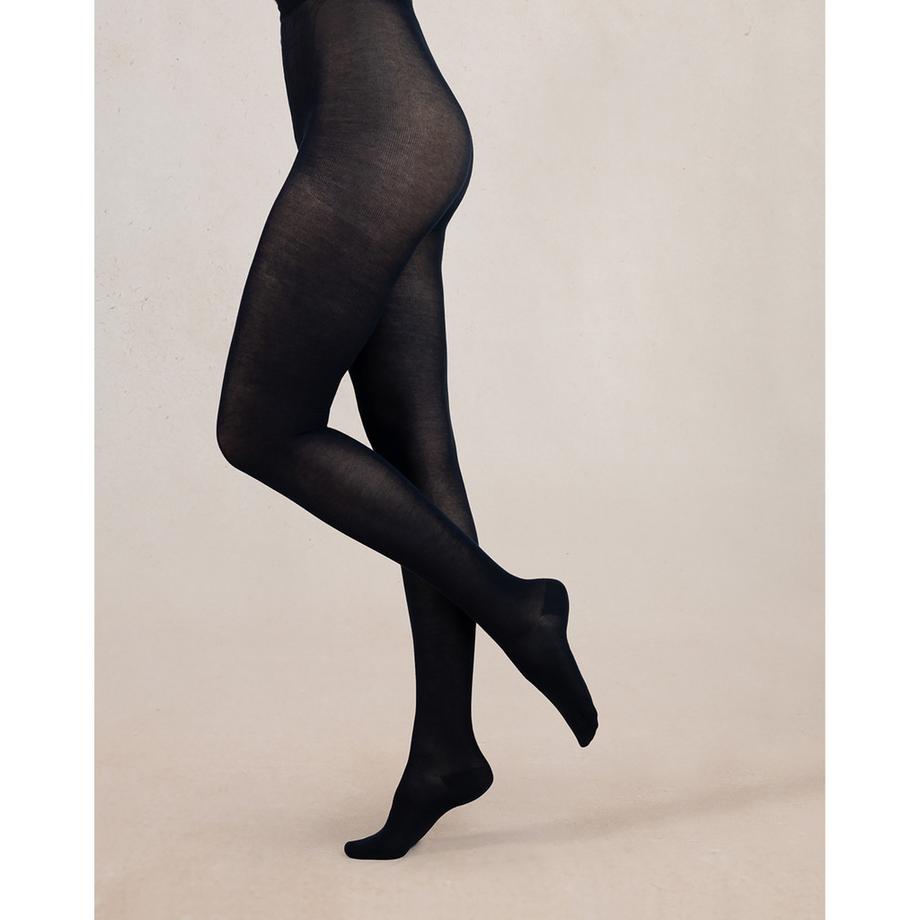 BLEU FORET Collant Côtelé en Coton  