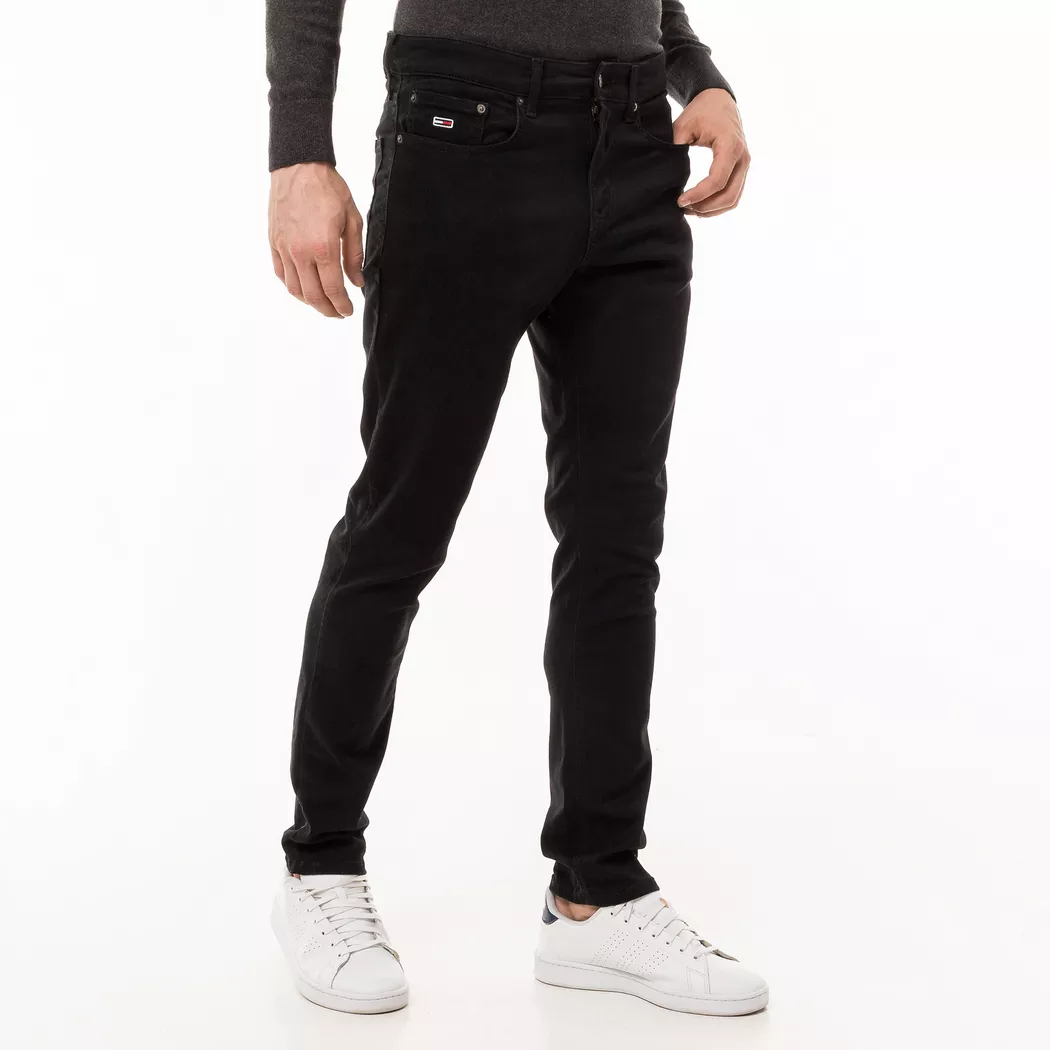 Slim-fit-Jeans TOMMY JEANS "Scanton Slim", Herren, Gr. 34, Länge 32, schwarz (schwarz denim), Denim/Jeans, Obermaterial: 90% Baumwolle, 8% Elastomultiester, 2% Elasthan, slim fit, Jeans Slim-fit-Jeans, mit mittlerer Leibhöhe, 5-Pocket-Design