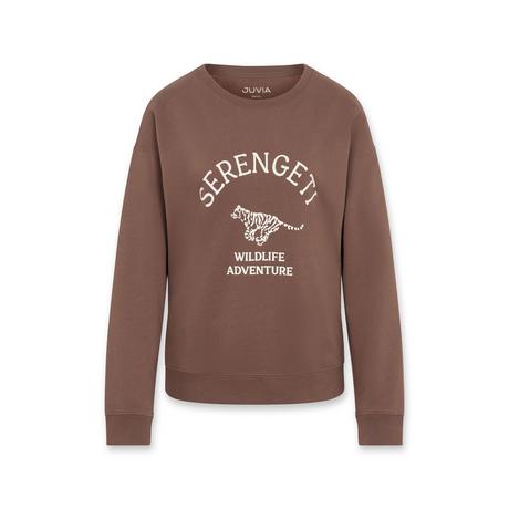 Juvia Serengeti Print Überschnittene Schulter Sweatshirt  