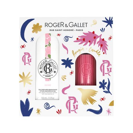 ROGER & GALLET RG Coffret E.Parfum&Bougi Rose Coffret Noël Rose Eau Parfumée Bienfaisante  