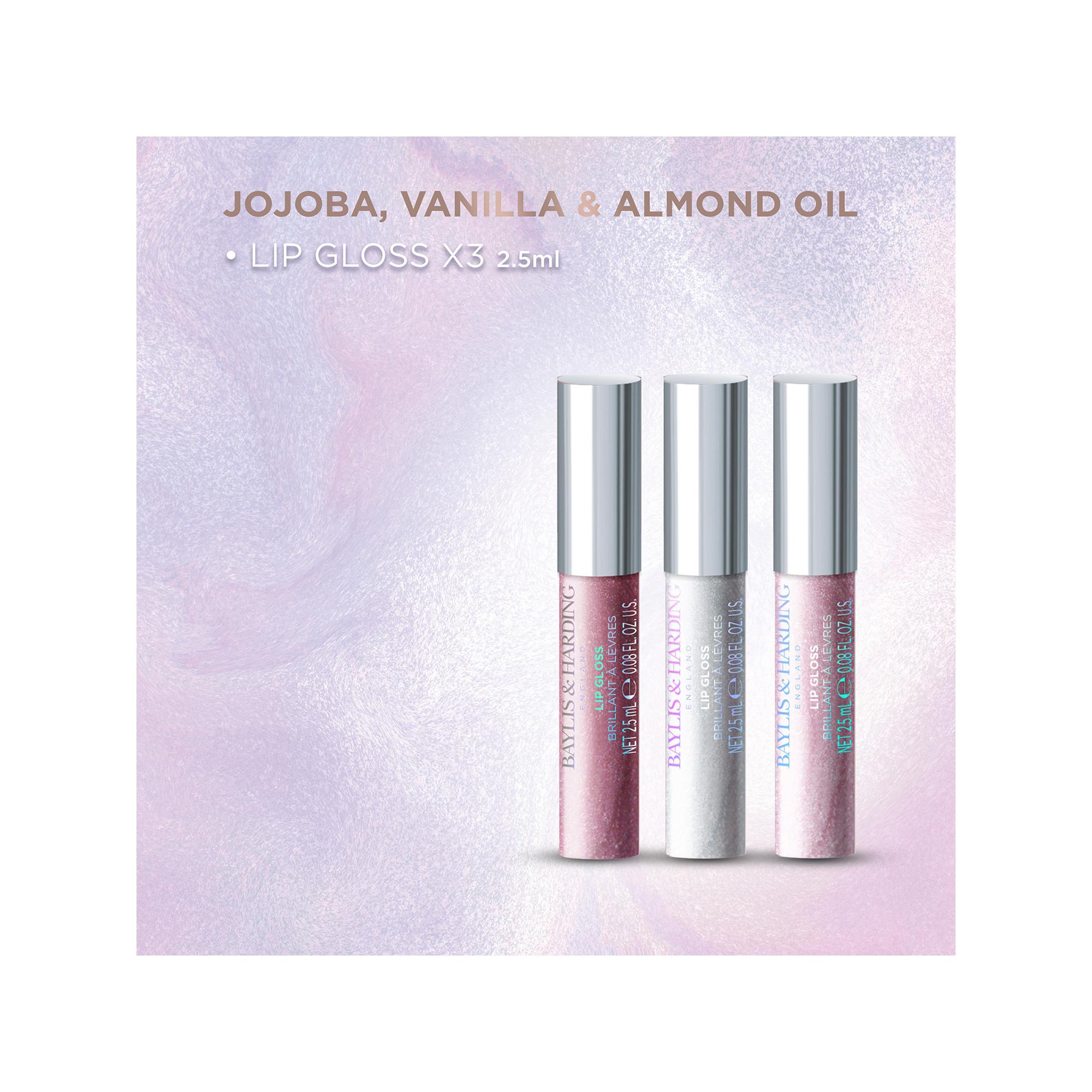 BAYLIS & HARDING Jojoba, Vanilla & Almond Oil Glossy Lip Trio Geschenkset 