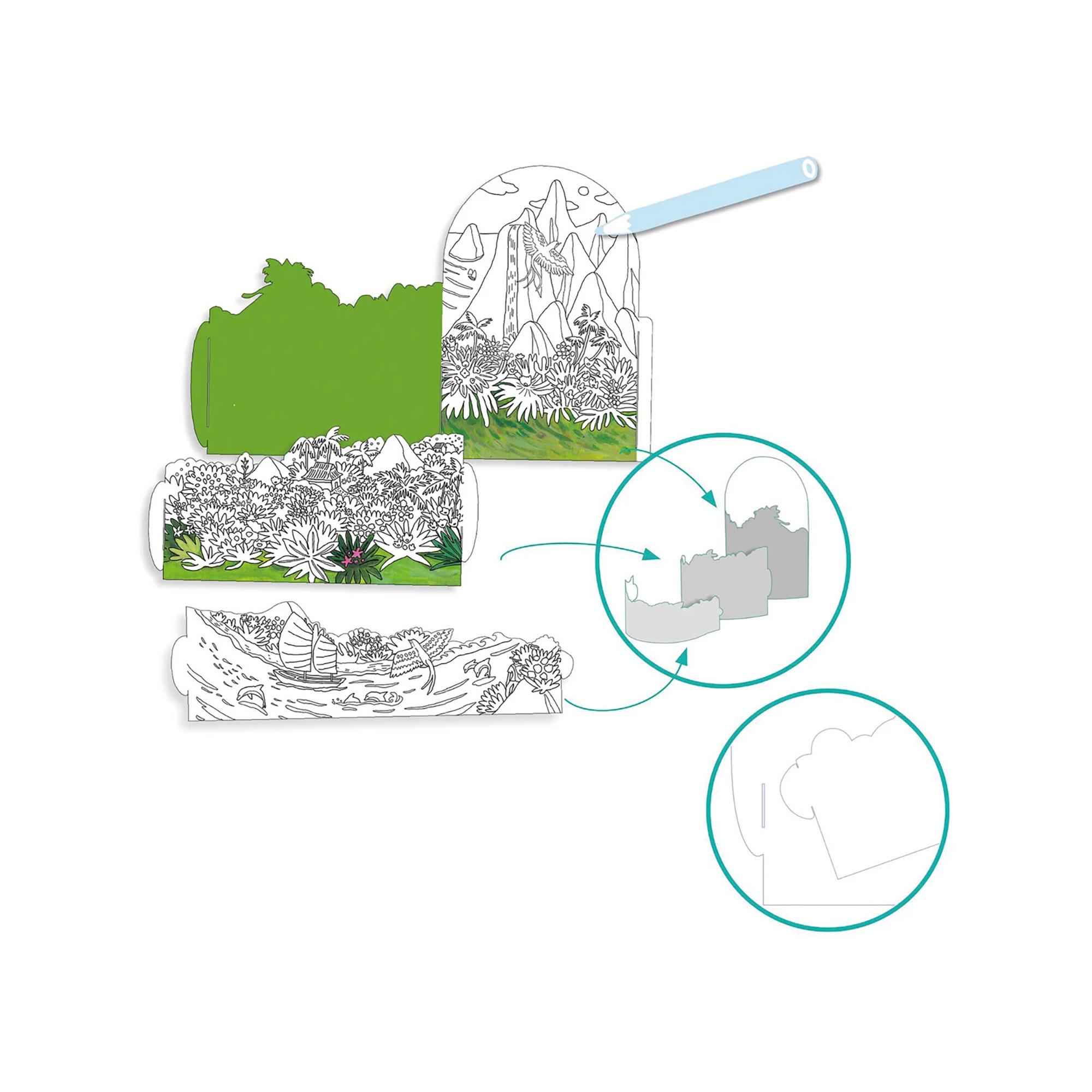 Djeco Immagini da colorare Isola diorama 3D 