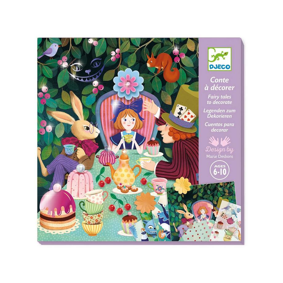 Djeco Coffret créatif avec images autocollantes Au pays des merveilles 