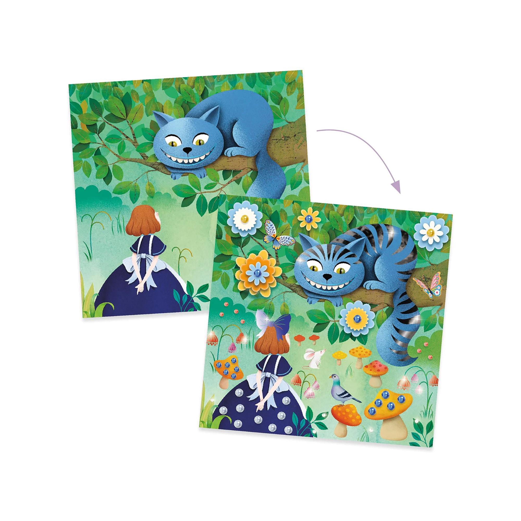 Djeco Bastelset mit Stickerbildern Im Wunderland 