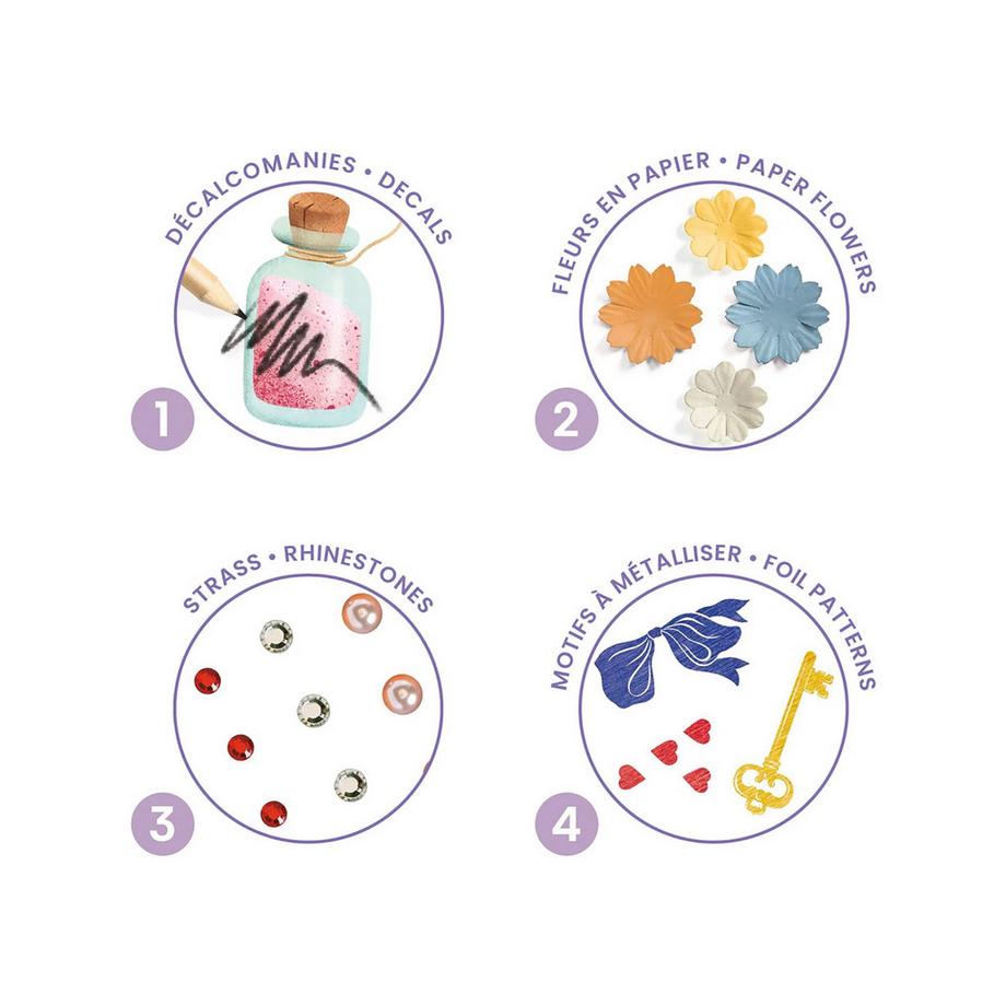 Djeco Coffret créatif avec images autocollantes Au pays des merveilles 