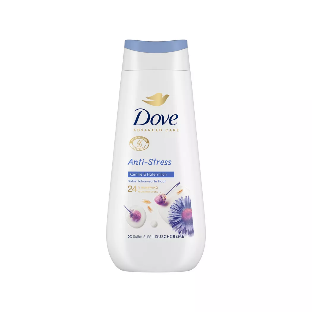 Dove - Pflegende Duschcreme, Advanced Care Anti-Stress mit Kamille & Hafermilch, 225 ml