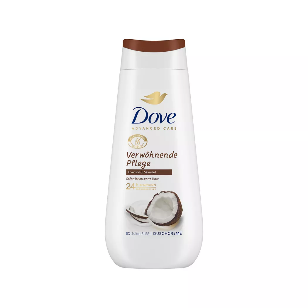 Dove - Duschcreme Verwöhnende Pflege Kokosöl & Mandel, Advanced Care, 225 ml
