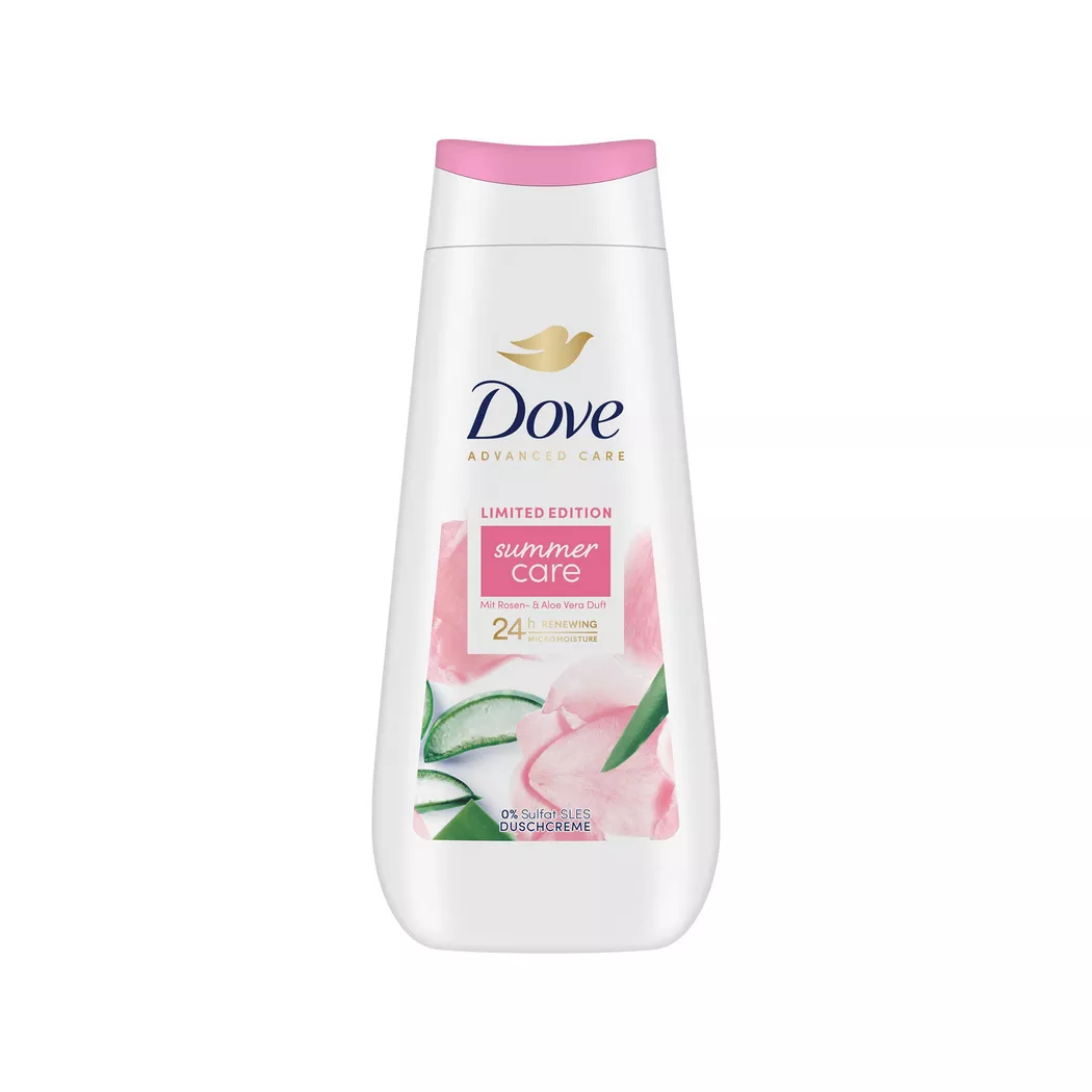 Dove - Limited Edition summer care Duschcreme mit Rosen- & Aloe Vera Duft, Advanced Care, 225 ml