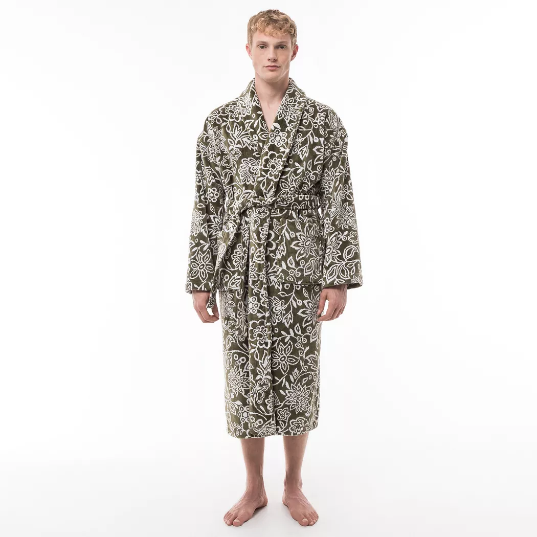 Manor - Langer Bademantel, für Herren, Olivegrün, Größe L/XL