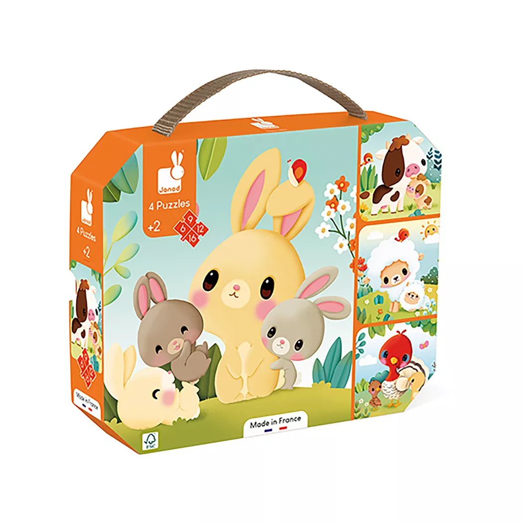 Janod - Puzzle Bauernhof 4er-Set, Multicolor