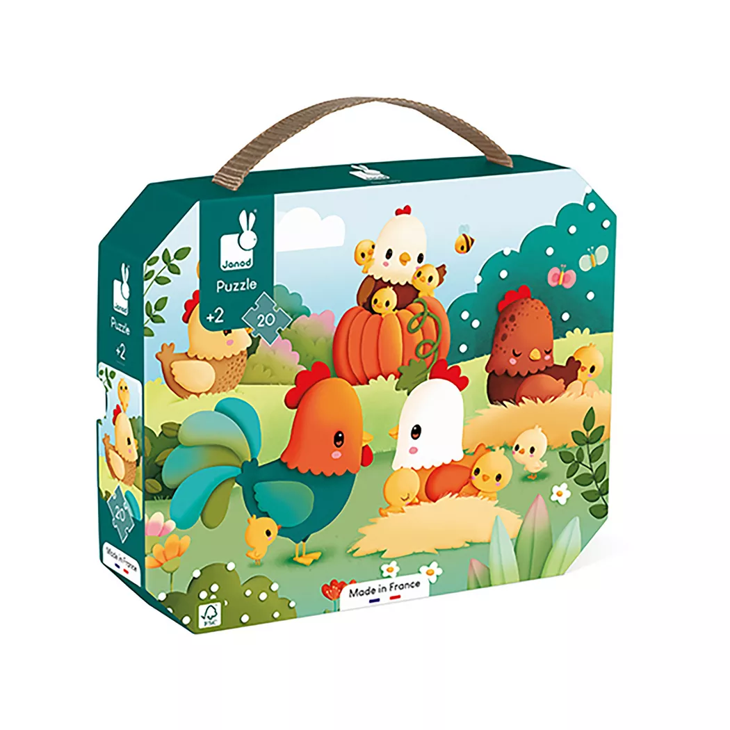 Janod - Puzzle Bauernhof, 20 Teile, Multicolor