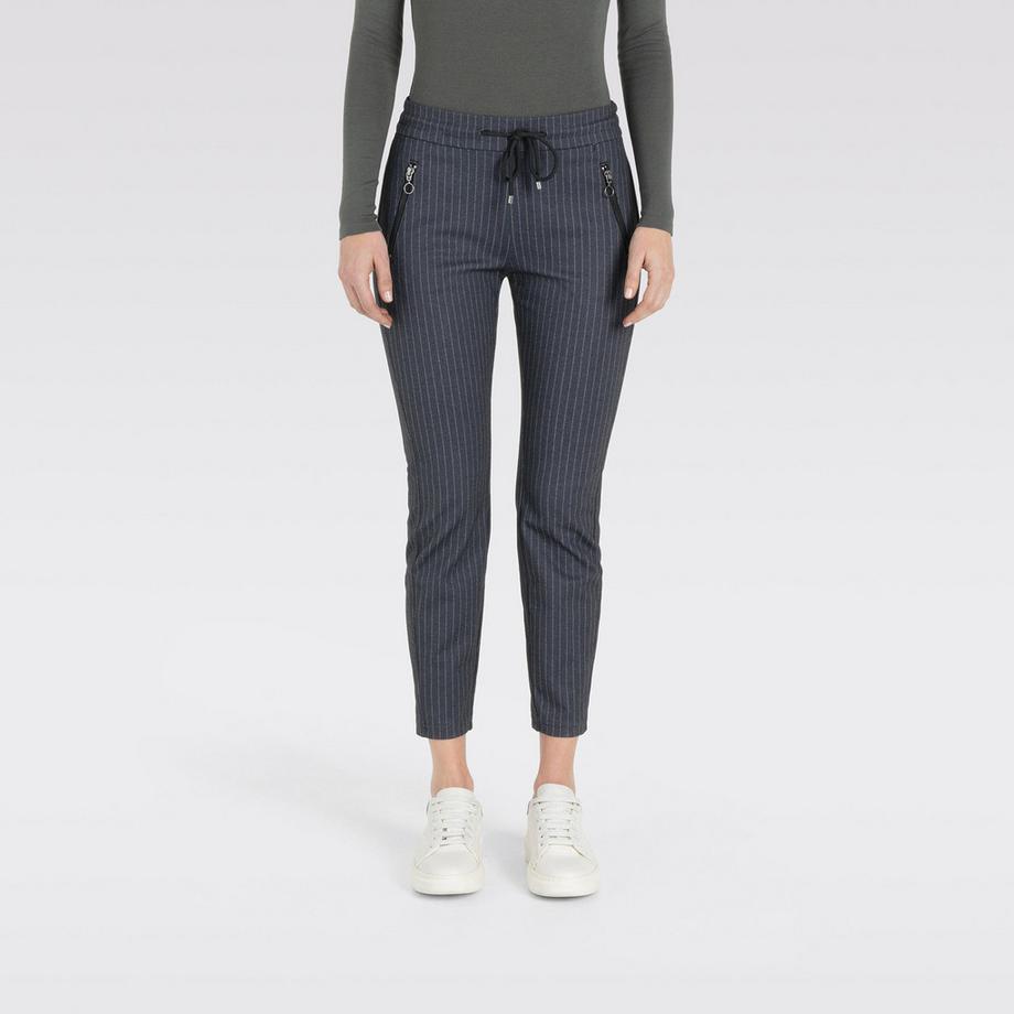 MAC Easy Smart Pantalon de jogging Slim Fit rayé avec cordon de serrage  