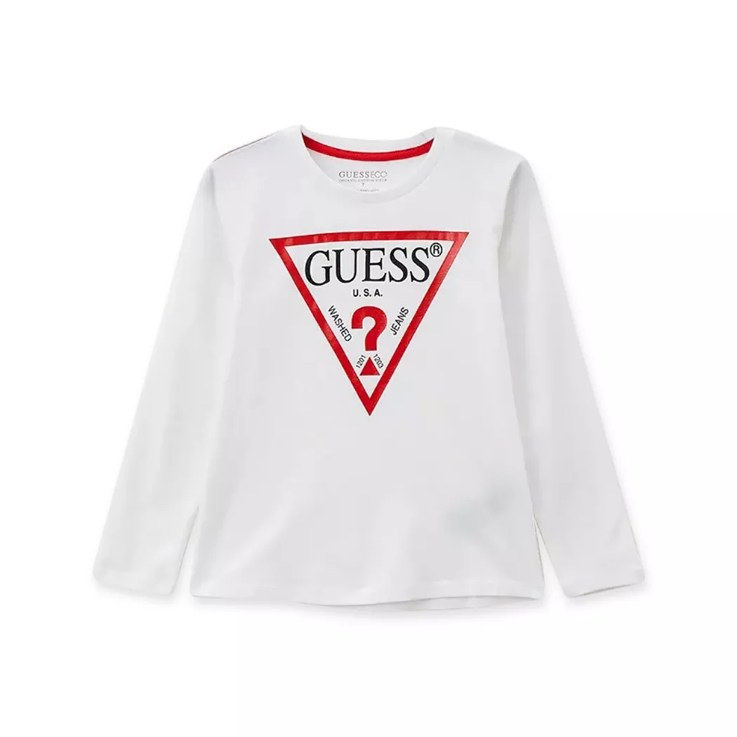 Guess - T-Shirt, langarm, 8A, Weiss