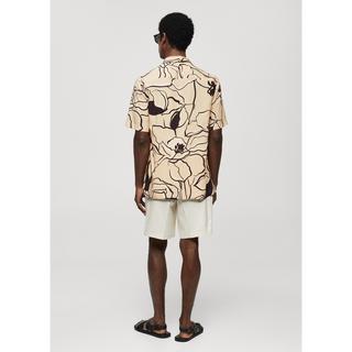 Mango Man T-Shirt mit Blumenmuster und Bowlingkragen  
