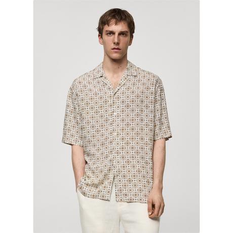 Mango Man Gemustertes Kurzarmhemd  