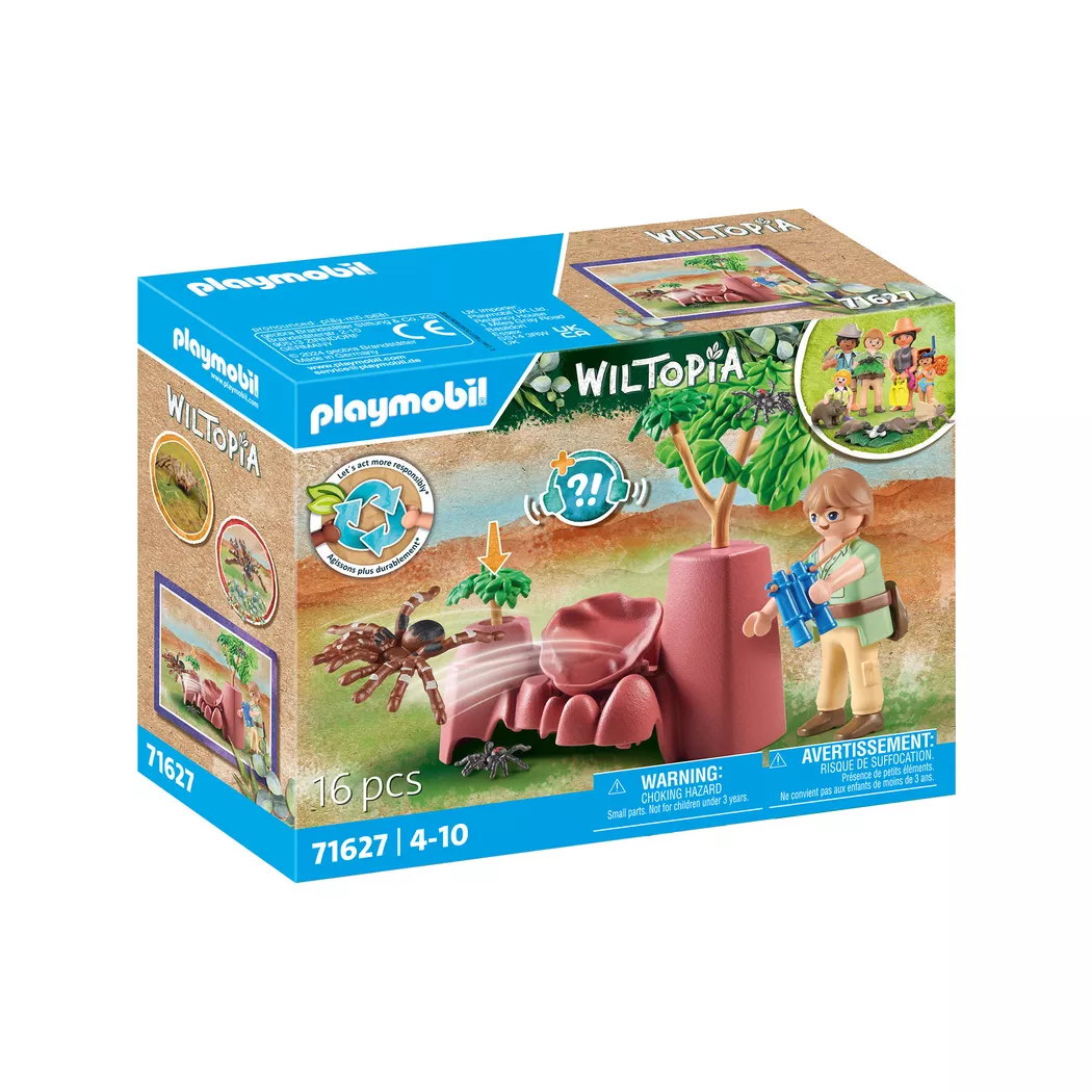 Playmobil Wiltopia 71627 Rocas con arañas y tarántula con una figura, insectos de juguete para niños, roca con función de catapulta