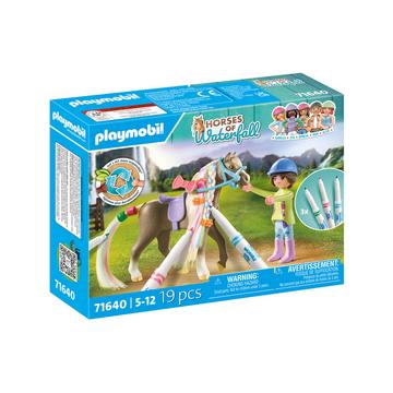 71640 Cavalière avec crinière de cheval à colorier