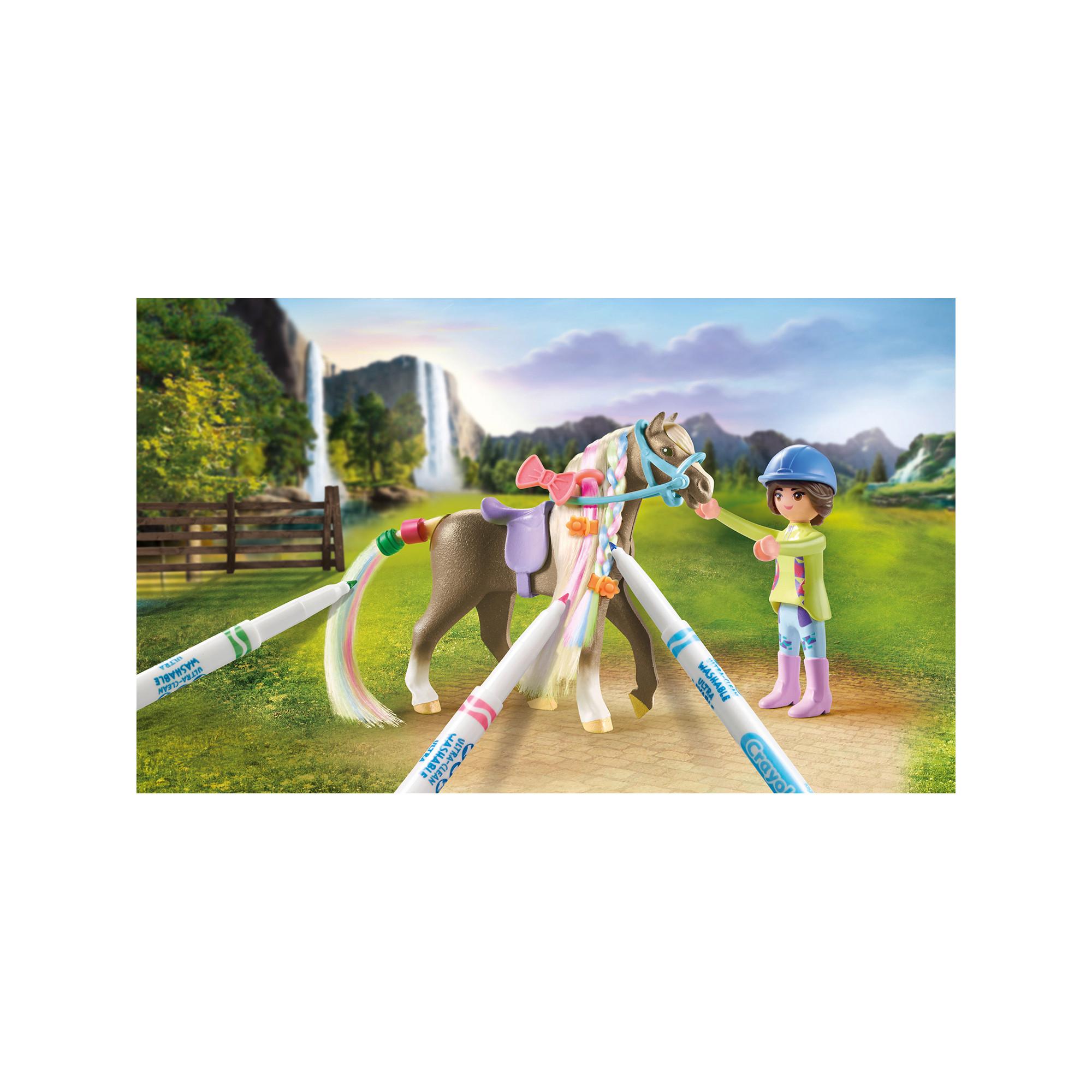 Playmobil  71640 Cavalière avec crinière de cheval à colorier 