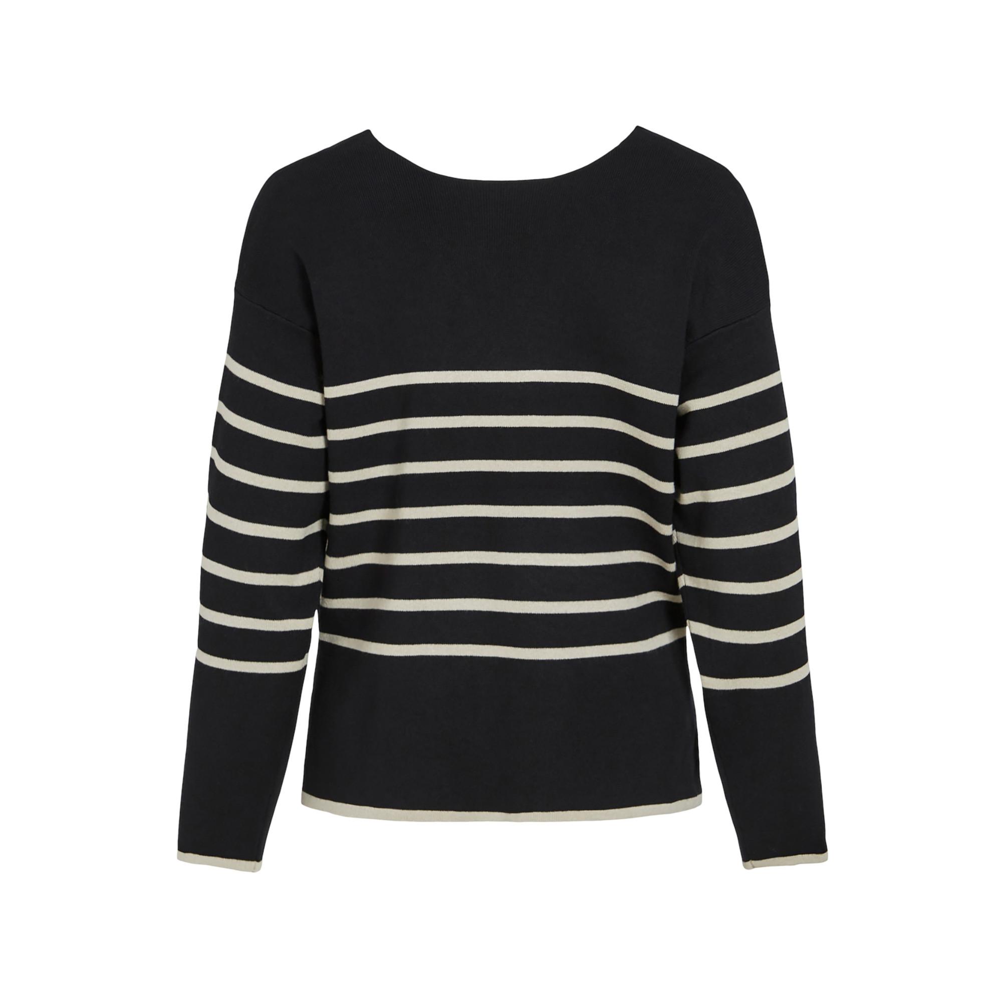 VILA Pull Col V Rayé  