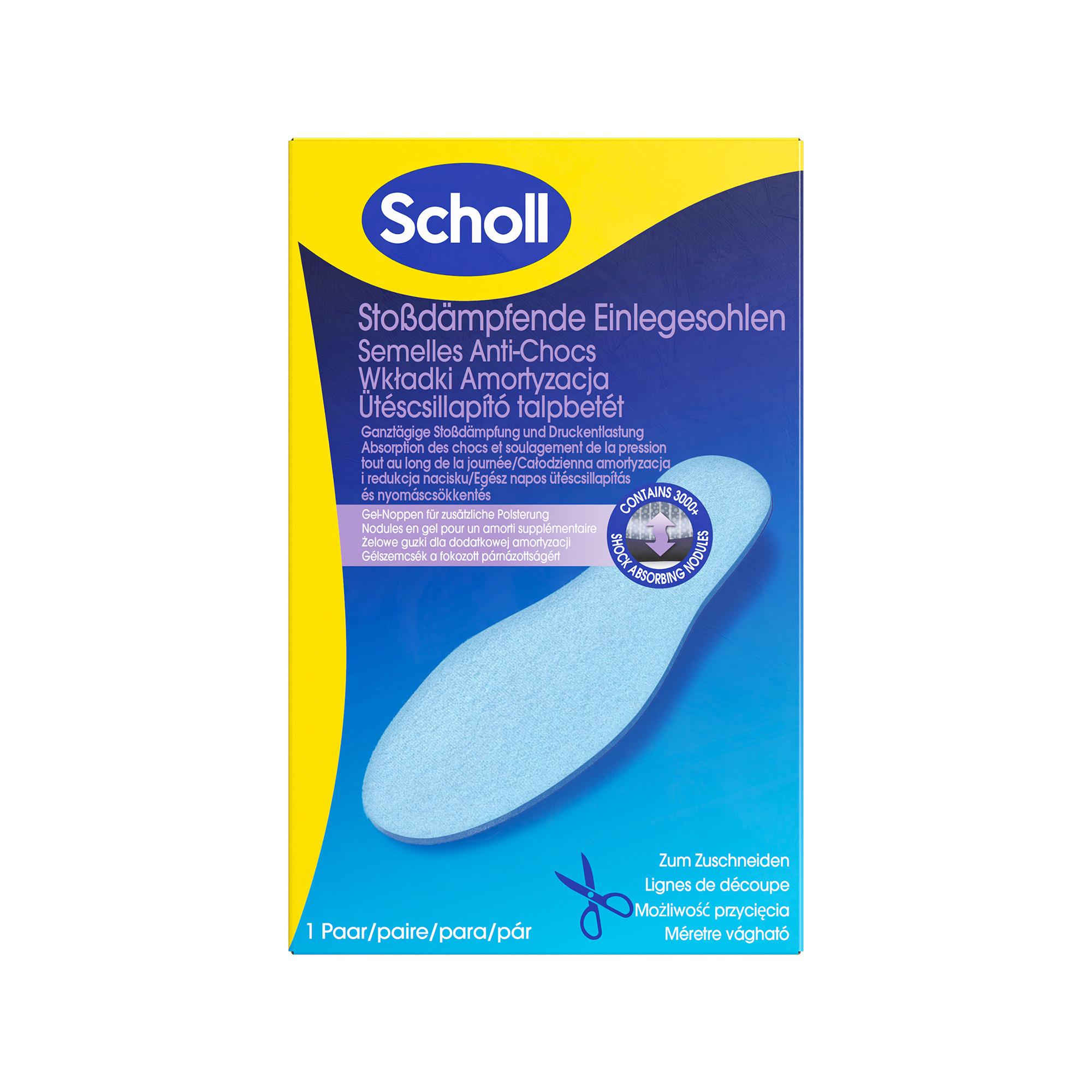 Scholl Semelles intérieures Shock Reducer Amortit les chocs dans un format pliable pratique 