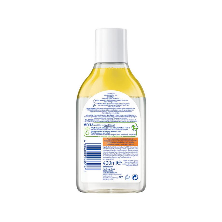 NIVEA  Face Cleansing Skin Glow Serum Mizellenwasser 
