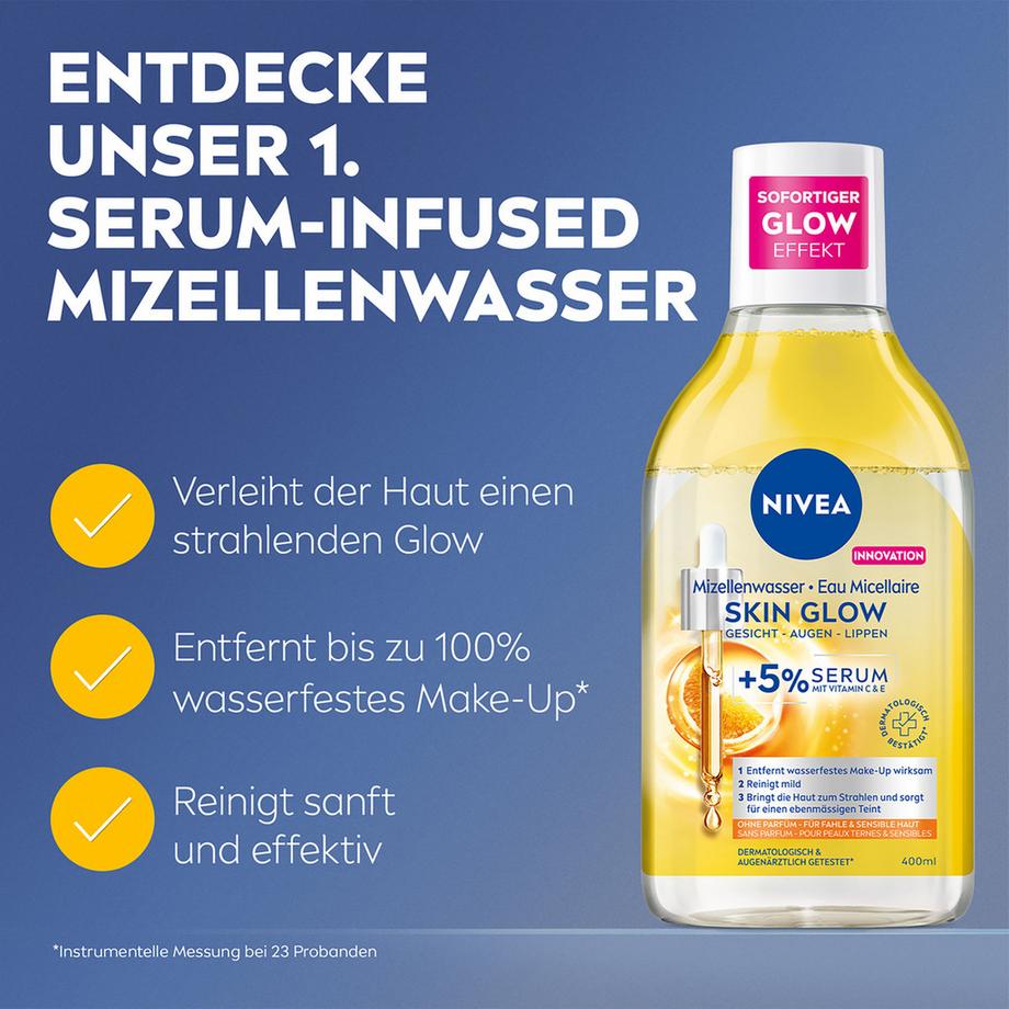 NIVEA  Face Cleansing Skin Glow Serum Mizellenwasser 