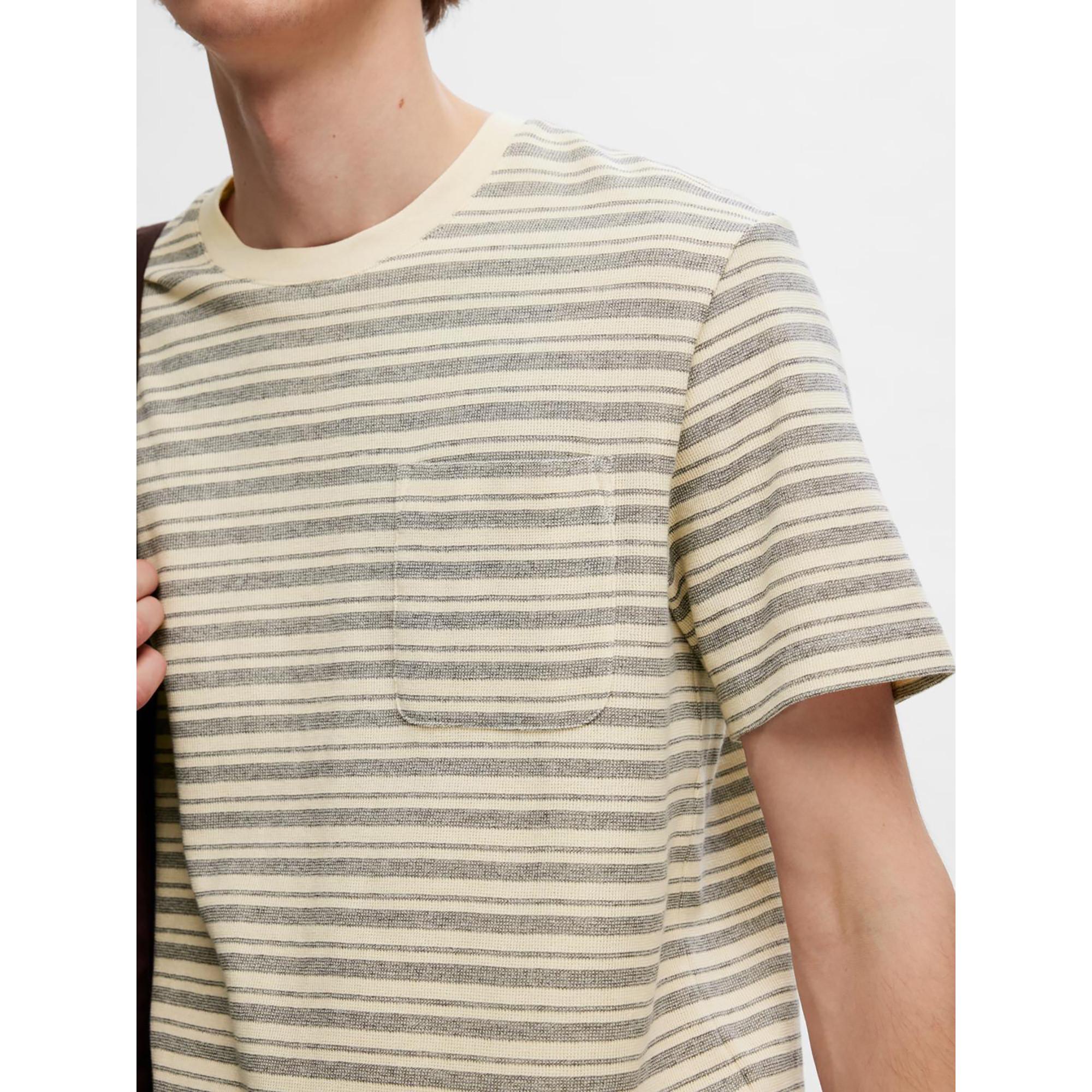 SELECTED T-shirt a righe a maniche corte con taschino sul petto  