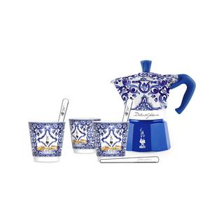 BIALETTI Kaffeebereiter-Set Moka 3T D&G Blue Mediterraneo 