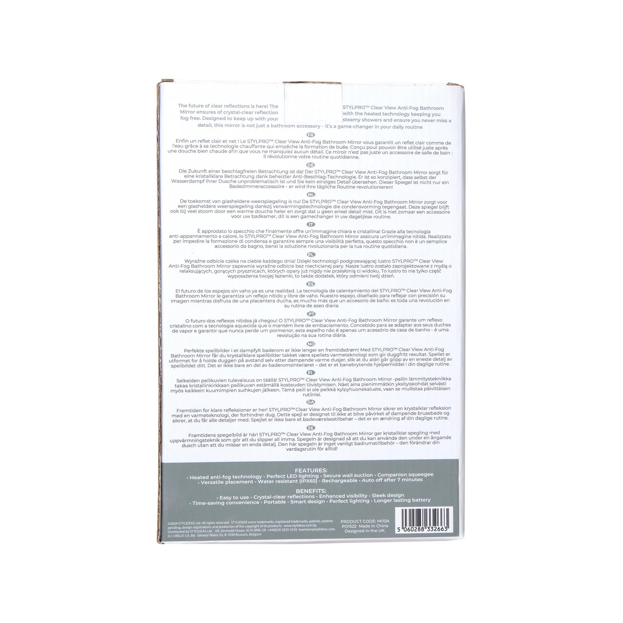 STYLPRO Stylpro Heated Anti-Fog Mirror Anti-Beschlag-Badezimmerspiegel 