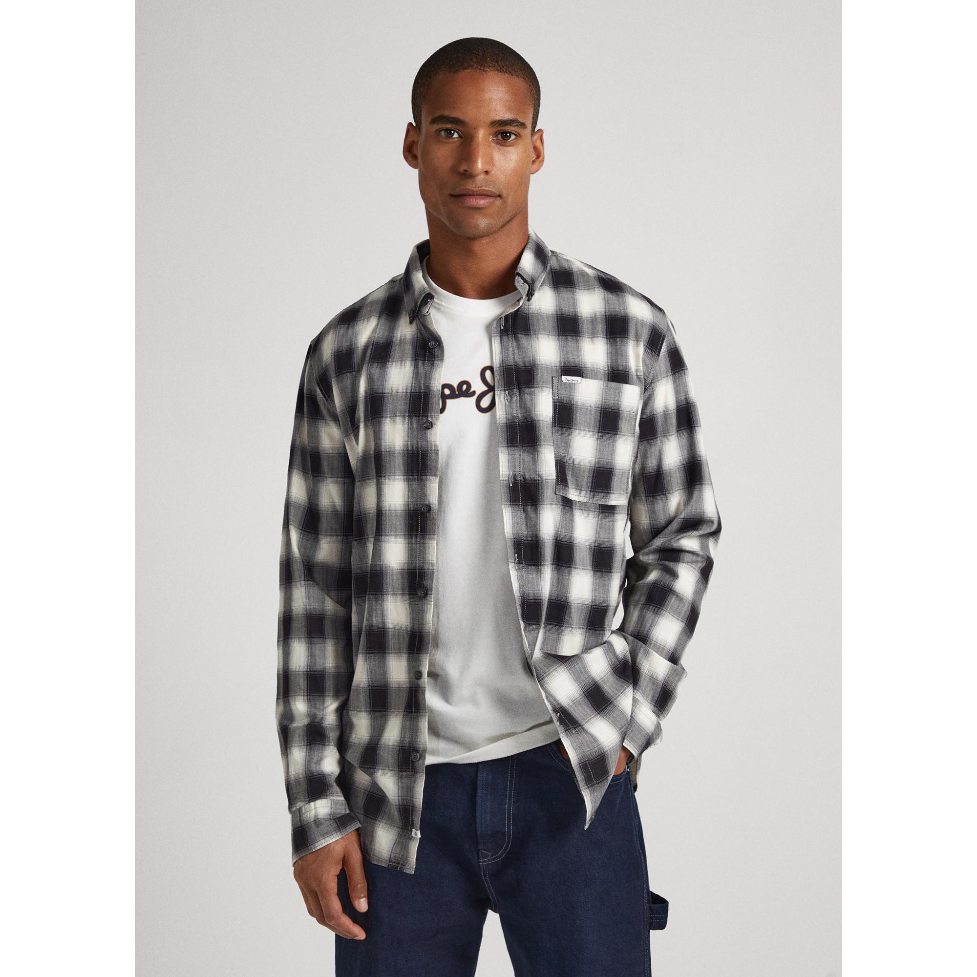 Image of Hemd, Langarm Herren Schwarz Denim L