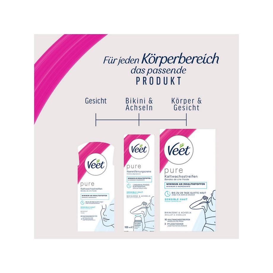 Veet  PURE bandes de cire fride bikini & aisselles peau sensible DUO 