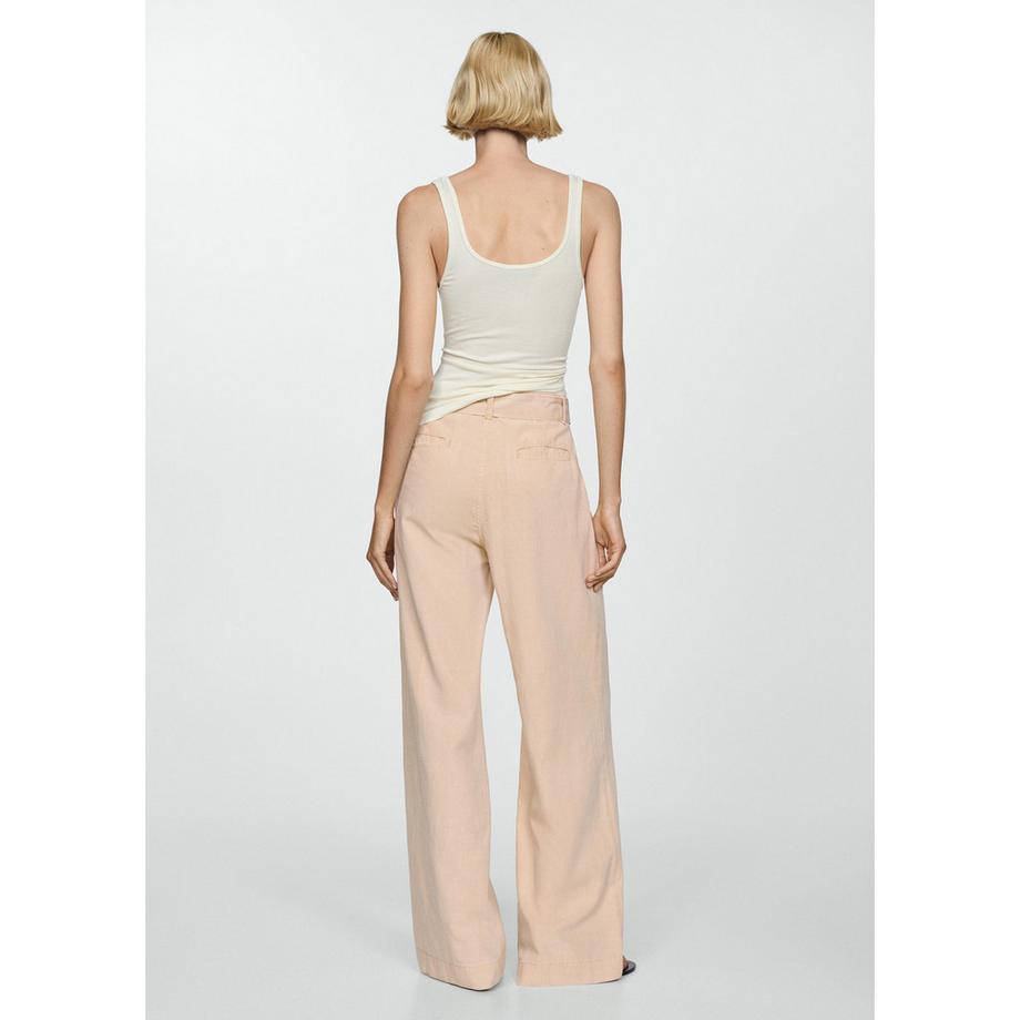 MANGO LEA Vita Media Gamba Larga Pantaloni con Cintura  
