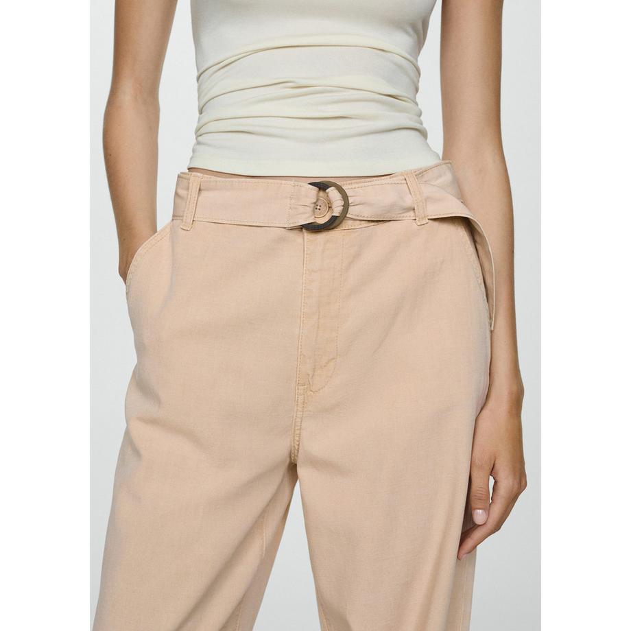 MANGO LEA Vita Media Gamba Larga Pantaloni con Cintura  