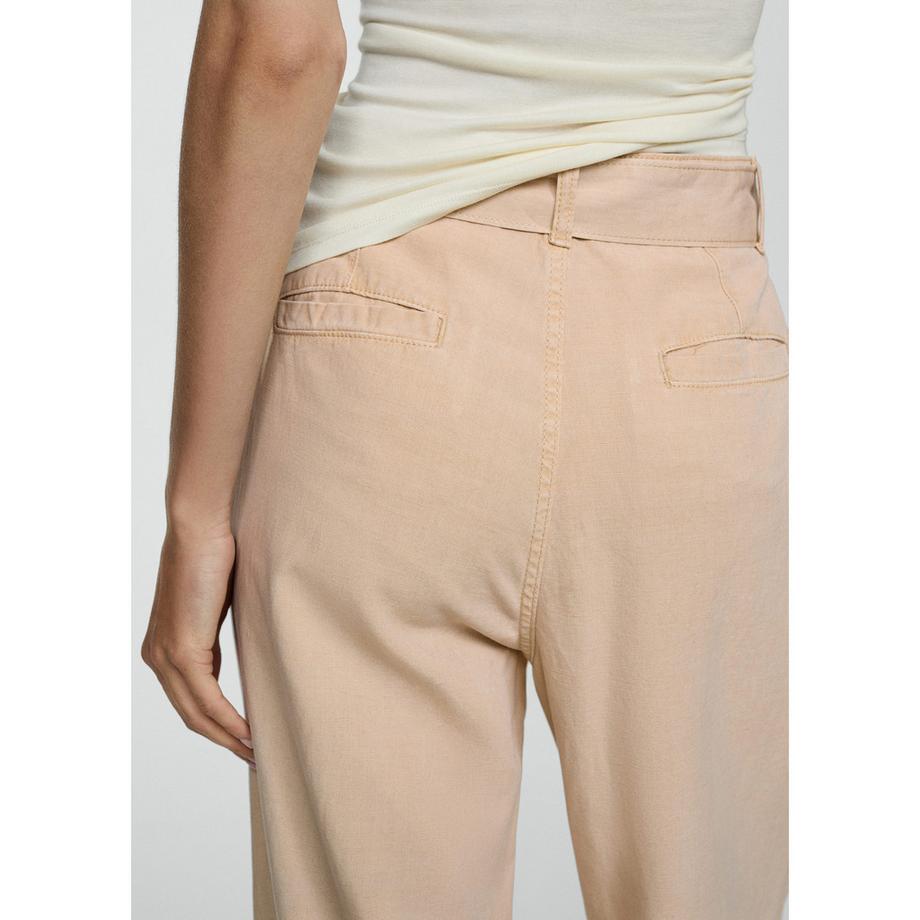 MANGO LEA Vita Media Gamba Larga Pantaloni con Cintura  